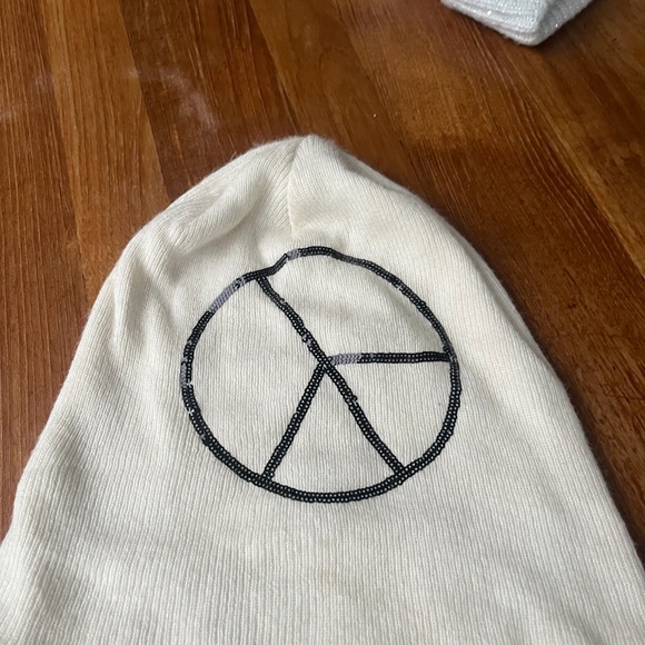Wildfox Cream Sequin Peace Knit Beanie - Picture 2 of 5